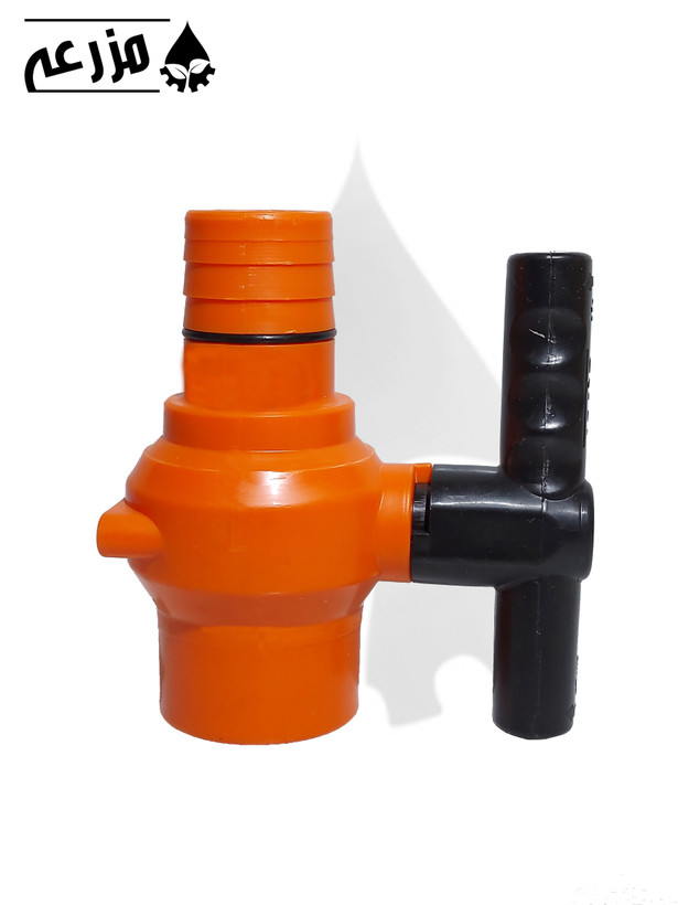 شیر توپی پلیمری یک سر لی فلت و یک سر دنده داخل مزرعه (دسته پلیمری) 2 * 50