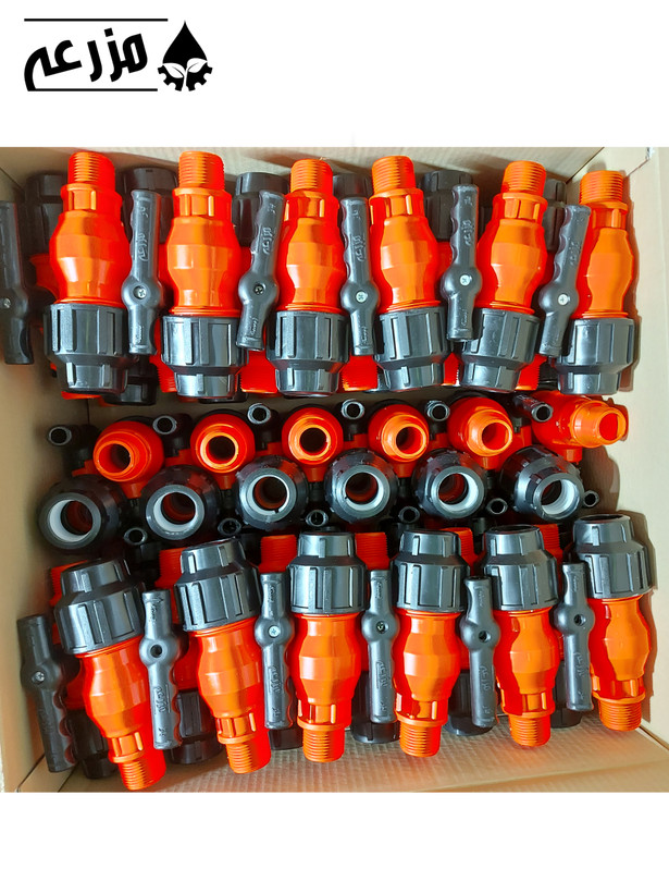شیر توپی پلیمری یک سر رابط و یک سر دنده بیرون مزرعه (دسته پلیمری) 1 * 32